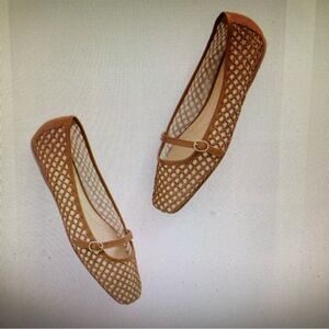 New Talbots Tan Sloan Mary Jane Raffia Ballet Flats size 8.5